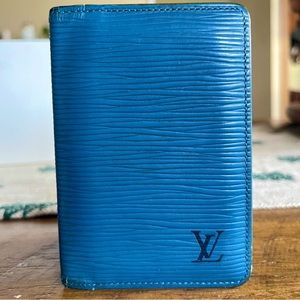 Genuine 1999 Louis Vuitton Blue Epi Pocket Organizer De Poche wallet bi-fold